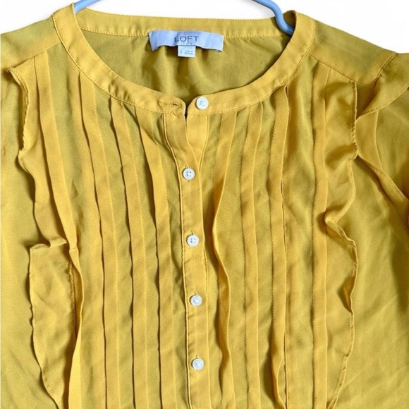 LOFT Mustard Yellow Ruffle Blouse - Picture 8 of 8